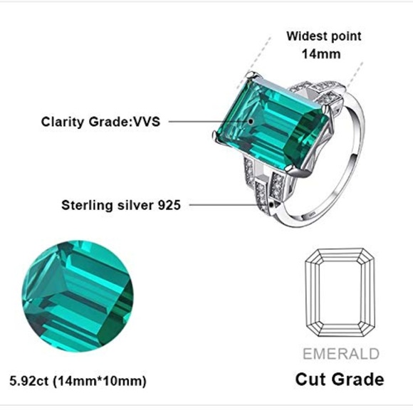 🔥 6ctw Nano Emerald Ring - 925 Sterling Silver 💍 - Picture 6 of 7